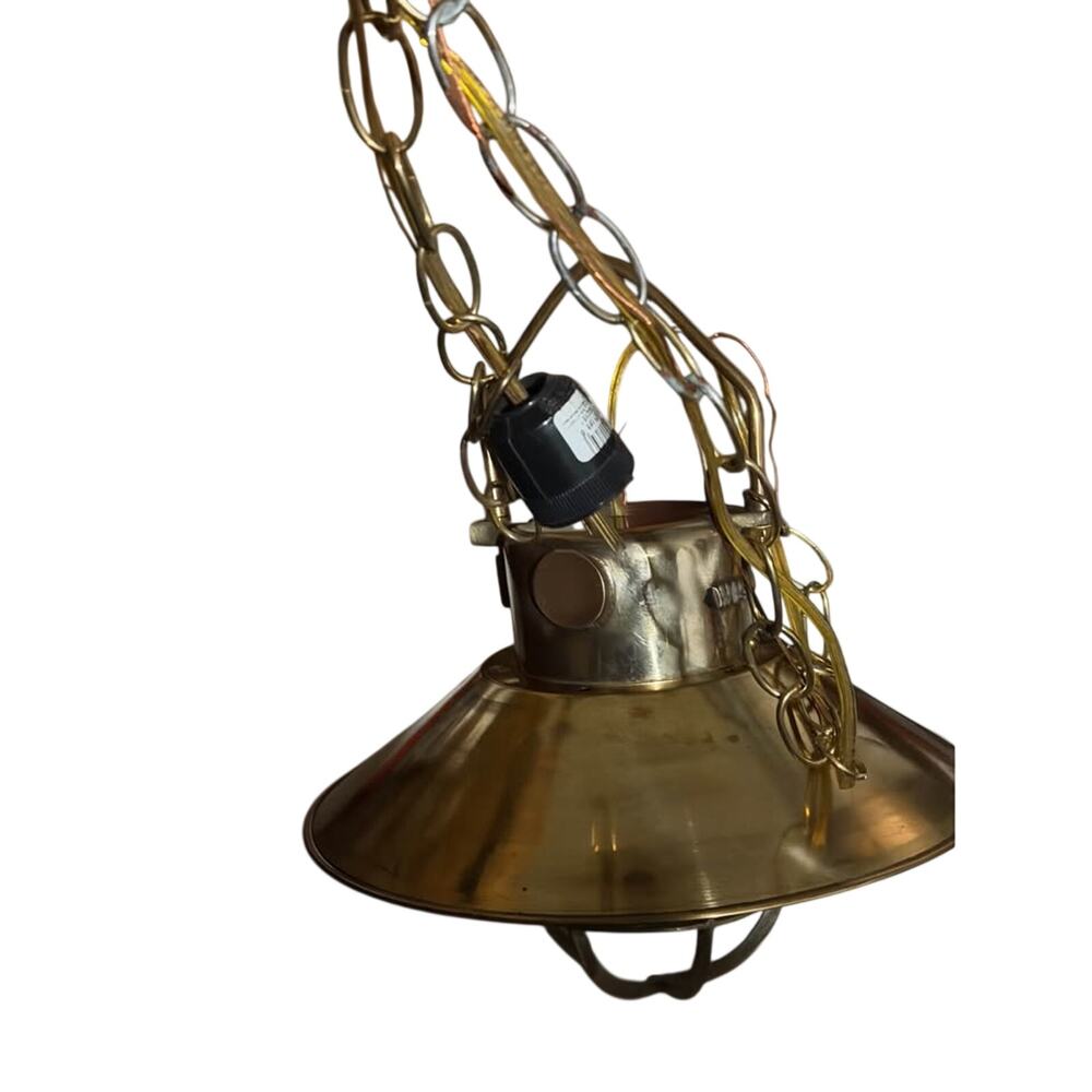 Vintage Solid Brass Nautical-Style Hanging Pendant Light, Salvaged from a Ship